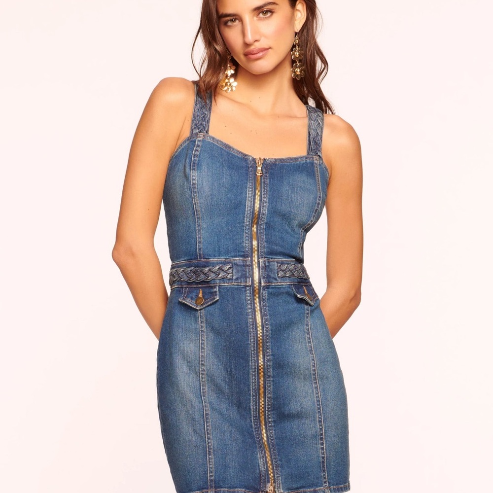 Ramy Brook Blue Mini Dress with Corset Style and Full Length Zipper